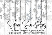 Silver Snowflakes Seamless, an Illustration by Mashimara (Thumbnail 1 of 5)