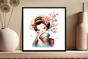 Japanese Geisha Watercolor PNG Bundl, an Illustration by DreamCafeArt (Thumbnail 7 of 7)