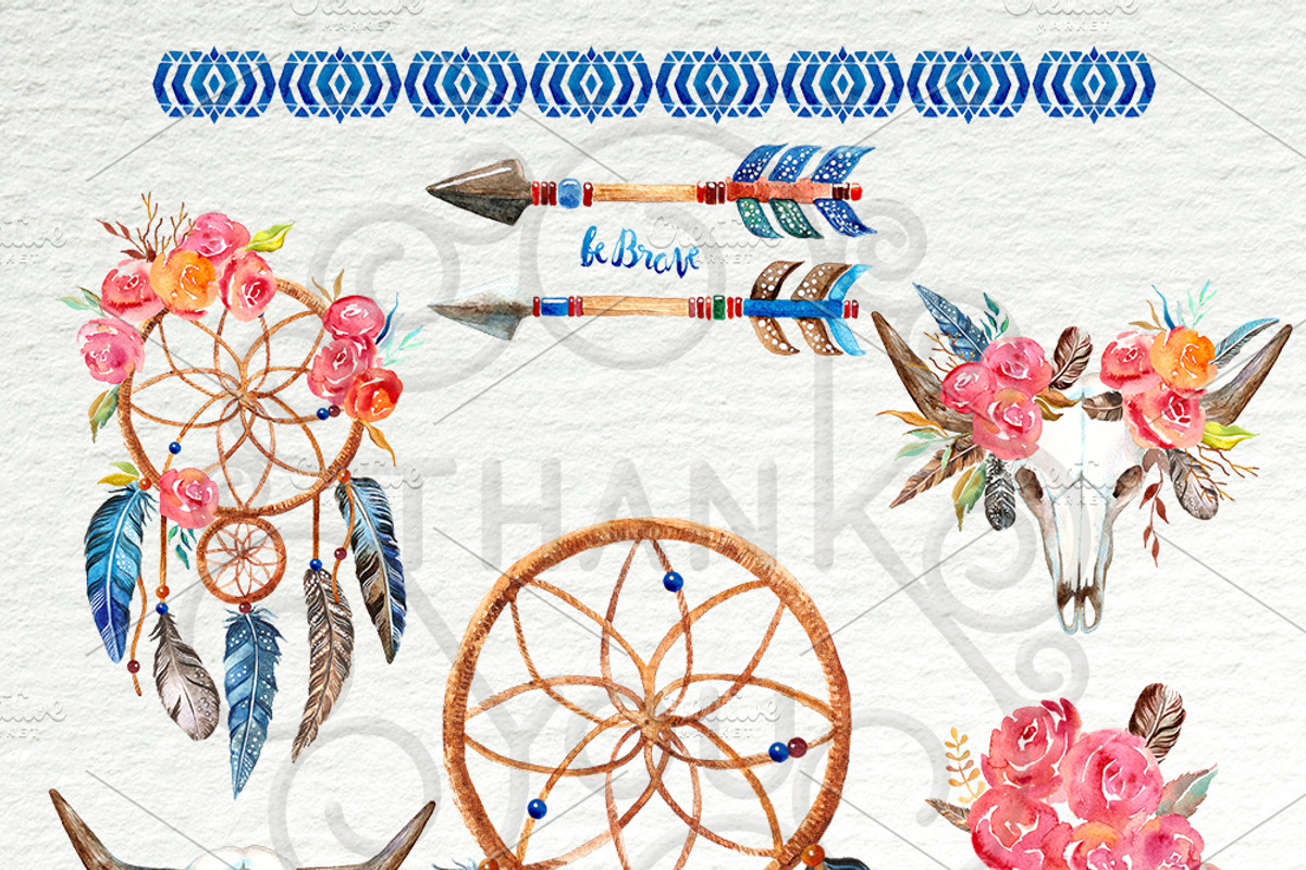 Watercolour boho dream collection, a Decorative Illustration by DigitalDream (Photo 2 of 5)