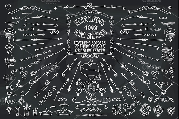 Doodle border,arrows,decor elements preview 6