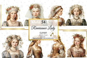 Renaissance Lady Watercolor Clipart