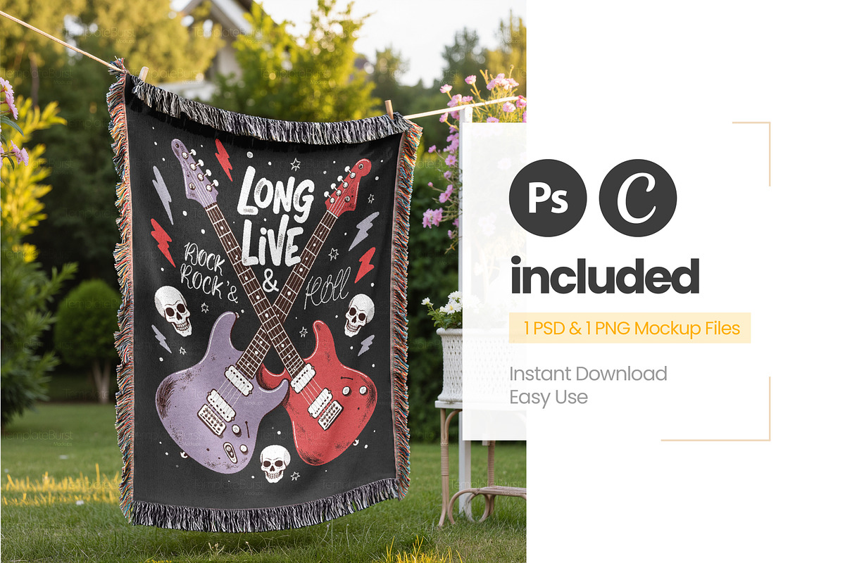 Woven Blanket Mockup Hang, an Apparel Mockup by Mockups Studio (Photo 2 of 9)