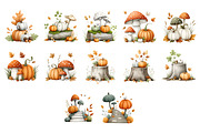 Watercolor Fall Woodland Clipart, a Seasonal Illustration by Nicolle's Colorful Art (Thumbnail 8 of 8)