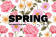 SPRING Flower Patterns & Clip Arts, an Object Graphic by Artflorara (Thumbnail 1 of 9)