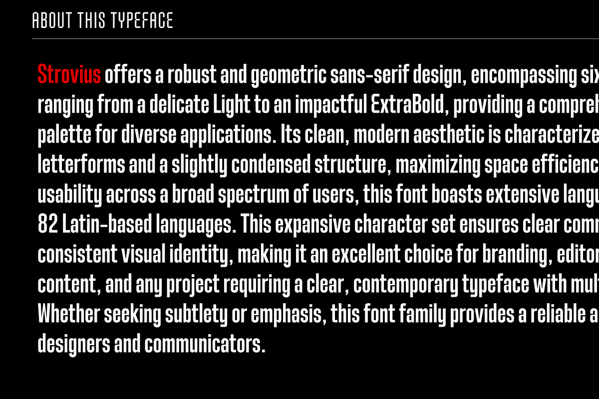Strovius Condensed Font, a Sans Serif Font by redtype.studio (Photo 2 of 9)