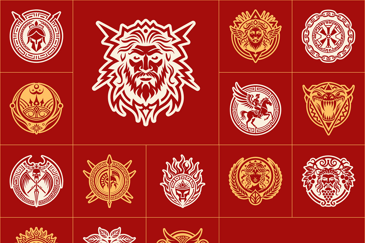 Greek Mythology Symbols Set