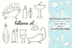 Vintage set of bathroom objects
