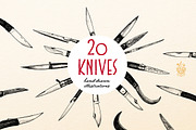 20 Knives - Hand drawn Illustrations, a Decorative Illustration by Andrea Tardivo (Thumbnail 1 of 4)