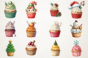 Christmas Cupcakes Vintage Clipart, an Illustration by RobertsArt (Thumbnail 2 of 7)