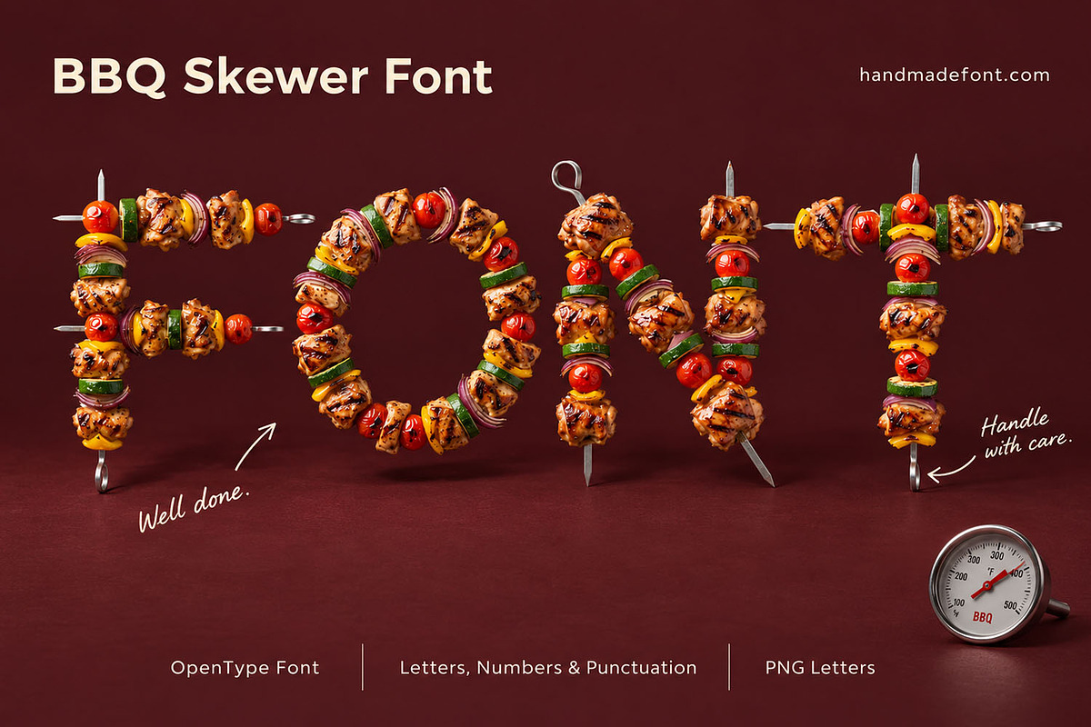 BBQ Skewer Font, a Sans Serif Font by Handmadefont (Photo 15 of 15)