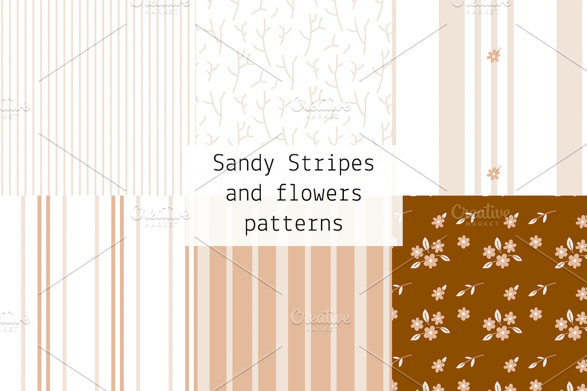Sandy Stripes and flowers patterns, a Pattern Graphic by Lyolya Profitrolya (Photo 1 of 7)