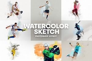 Watercolor sketch photoshop effect
