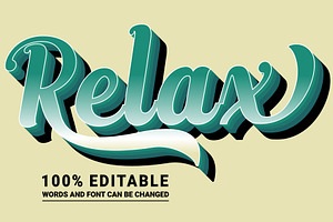 Relax Vector 3d Editable Text Effect