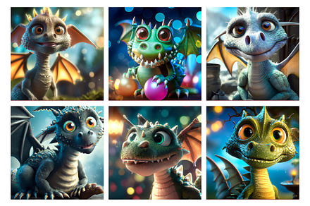 Cute Baby Dragon Digital art papers