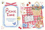 Picnic time - illustrations & frames, an Object Graphic by alenaganzhela (Thumbnail 1 of 11)
