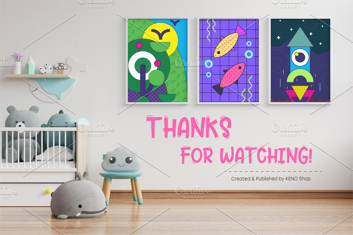 Cute Kids illustration posters. Art., a Decorative Illustration by KENO Mascots (Photo 5 of 5)