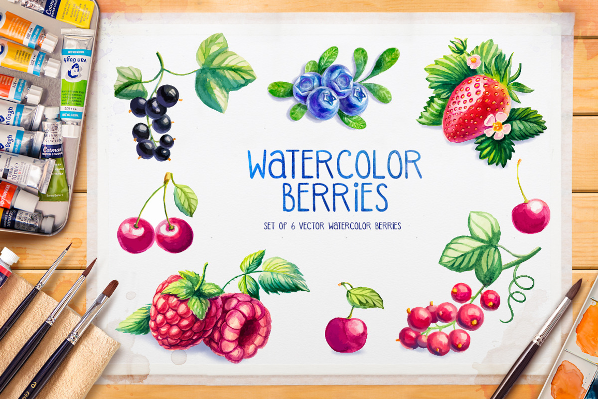 Watercolor berries, an Illustration by AlexGreenArt (Photo 1 of 4)
