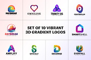 10 Vibrant 3D Gradient Logo Pack, a Branding & Logo Template by AmmarZahoor (Thumbnail 1 of 10)