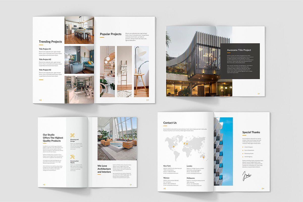 Architeo Portfolio A5 Canva Template, a Brochure Template by artbart (Photo 5 of 6)