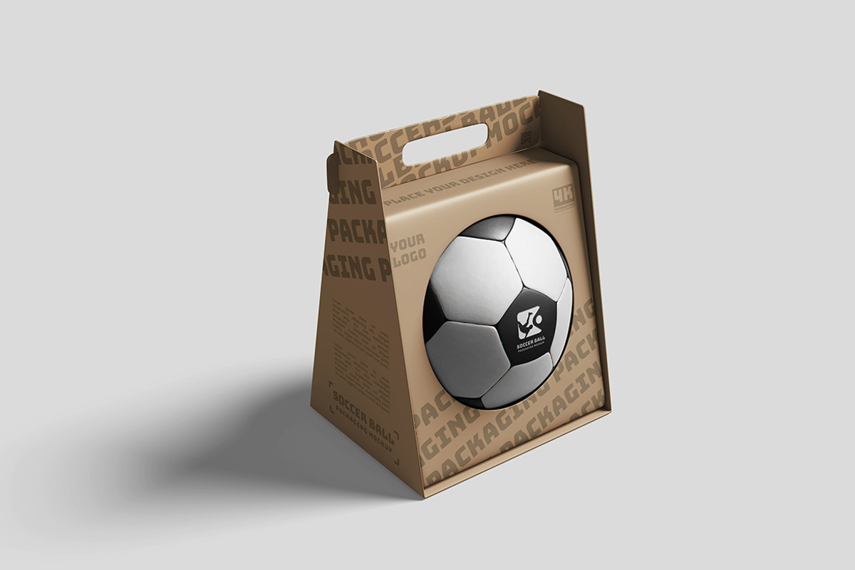 Modern Soccer Ball Packaging Mockup, an Advertising Mockup by bimockup (Photo 5 of 6)