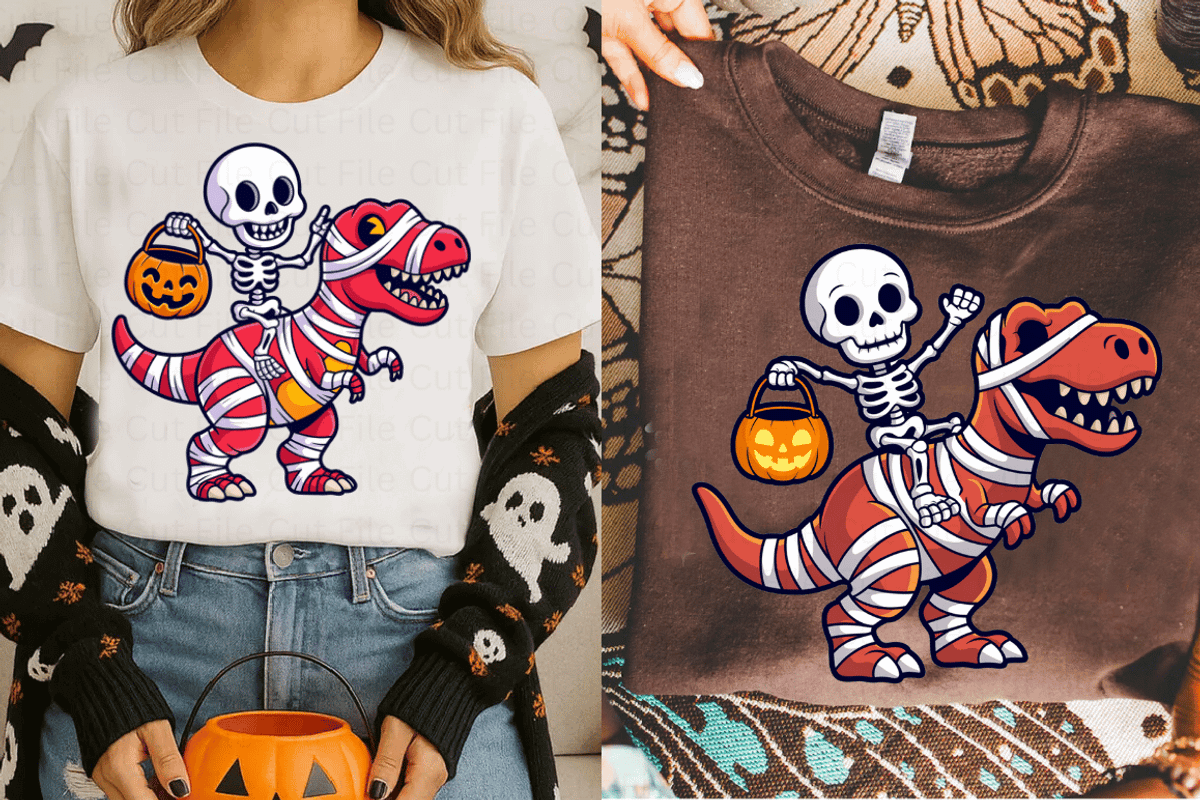 Skeleton Dinosaur T-Rex Halloween PN, a Graphic by Cut File (Photo 2 of 5)