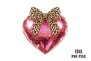 Pink Disco Heart Leopard Bow, an Illustration by DreamArtGraphic (Thumbnail 1 of 6)