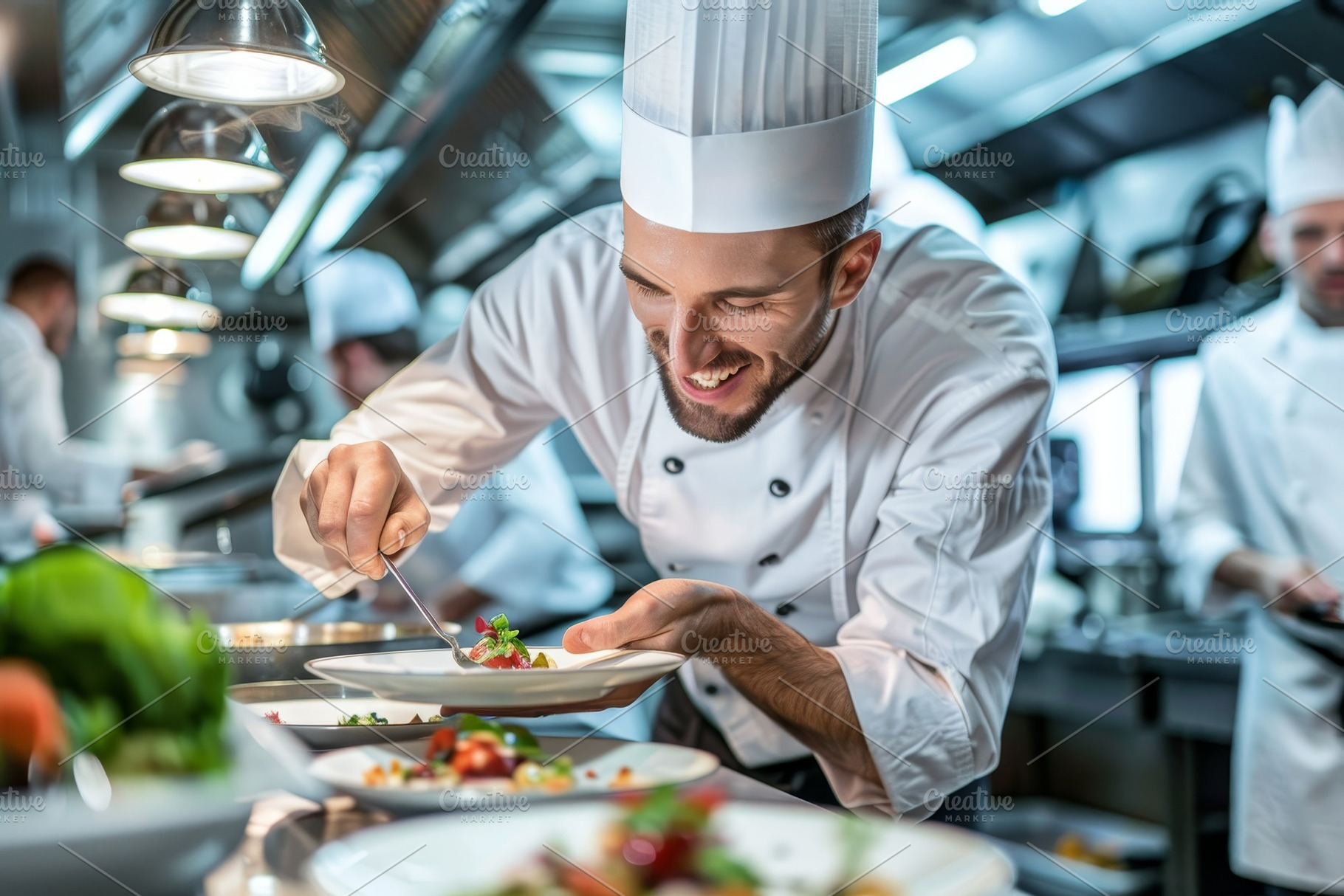 A man in a chefs hat tasting his lat, a Photo by Iftikhar Alam