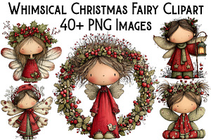 Whimsical Christmas Fairy Clipart, an Illustration by Pixels.Craft