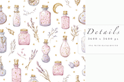 Potion Bottle Seamless Pattern, a Decorative Illustration by Pati Charm Studio (Thumbnail 2 of 7)