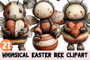 Whimsical Easter Bee Clipart, a Graphic by CitraGraphics