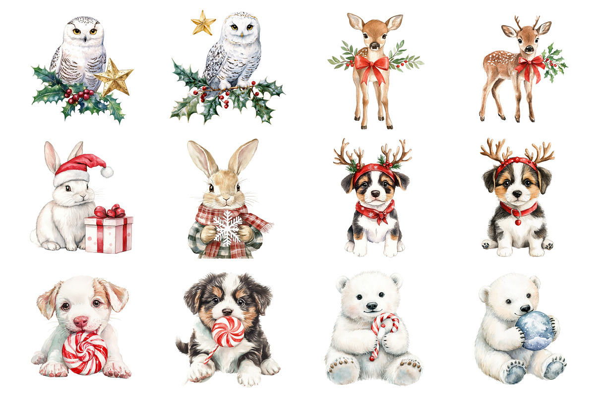 Christmas Animal Clipart, an Illustration by Design Market (Photo 2 of 4)