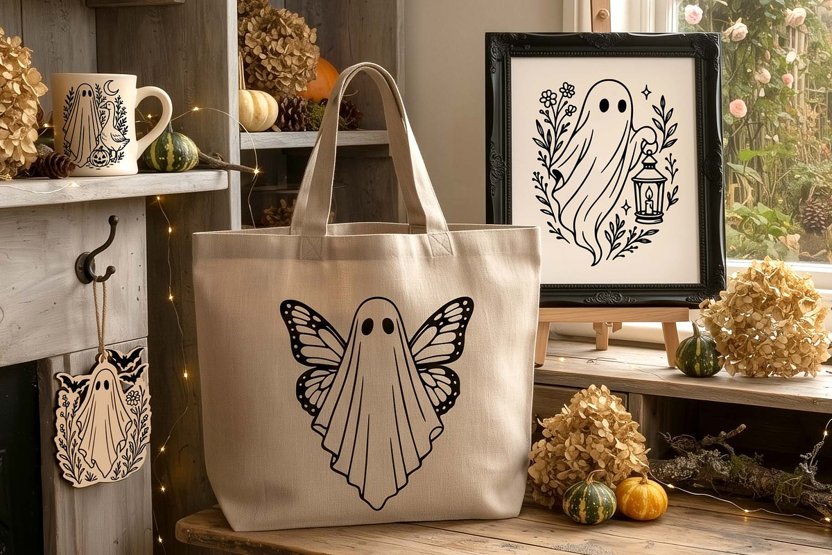 Cottagecore Ghosts, Halloween Bundle, a Seasonal Illustration by Pretty Meerkat (Photo 2 of 7)