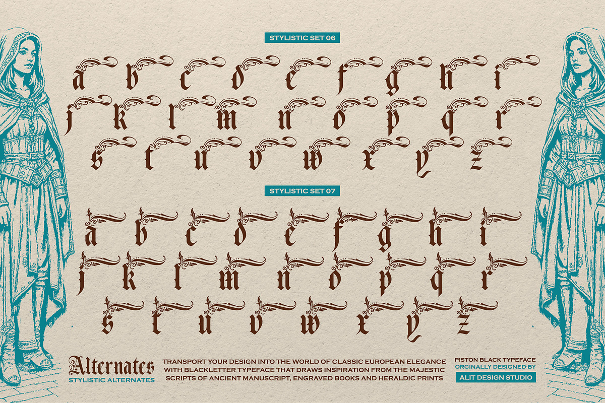 Piston Black Typeface, a Blackletter Font by alit design (Photo 13 of 19)
