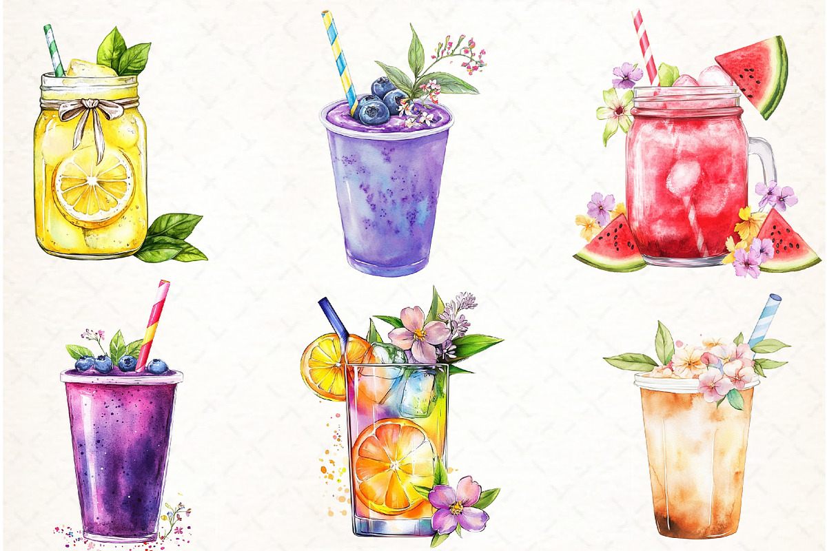 Spring Ice Cup Clipart, an Illustration by Watercolor design (Photo 3 of 4)