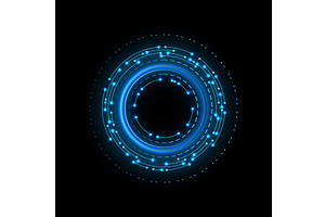 Circuit board circle frame, a Technology Illustration by Things for designers