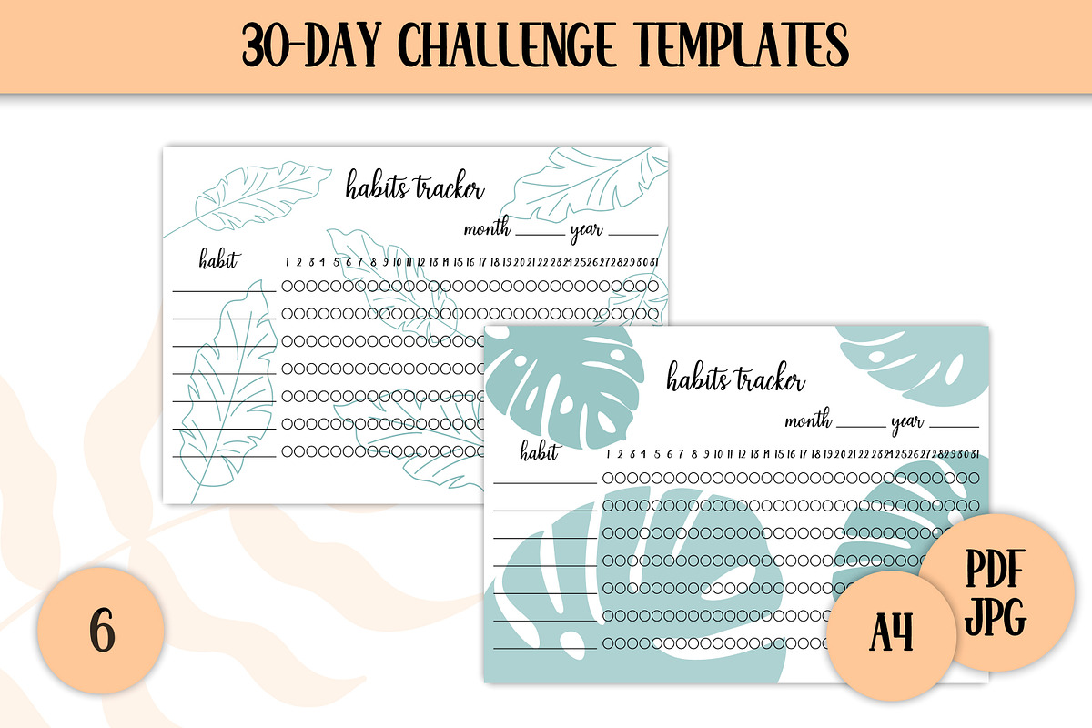 Habits Trackers Templates A4 PDF, a Stationery Template by AnnaViolet_store (Photo 8 of 9)