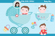 Baby boy clipart, an Illustration by Cute Little Workshop (Thumbnail 3 of 3)