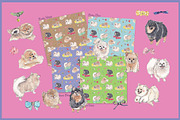 Pomeranian Clipart Digital Paper, an Animal Illustration by VianneArt (Thumbnail 2 of 7)
