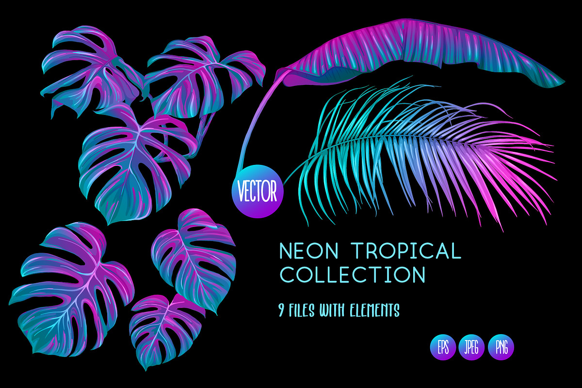 Tropical Neon leaves, an Object Graphic by Elen-Lane (Photo 1 of 2)