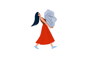 Woman carrying big dollar sign, a Finance Illustration by pikepicture