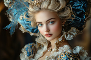 A portrait of a opera singer young woman with elegant features, wearing a lavis, a Person Photo by Textures & Backgrounds