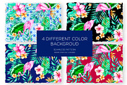 Pink flamingos watercolor patterns, a Pattern Graphic by Laura Camoe (Thumbnail 2 of 4)