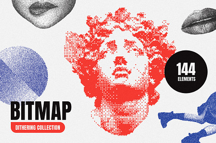 144 Dithering Bitmap Vector Shapes, an Object Graphic by pixelbuddha.net