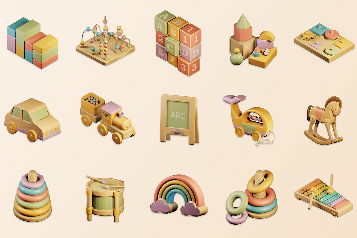 3D Kids Toys Icon Pack, a 3D by Laimmilka (Photo 4 of 4)