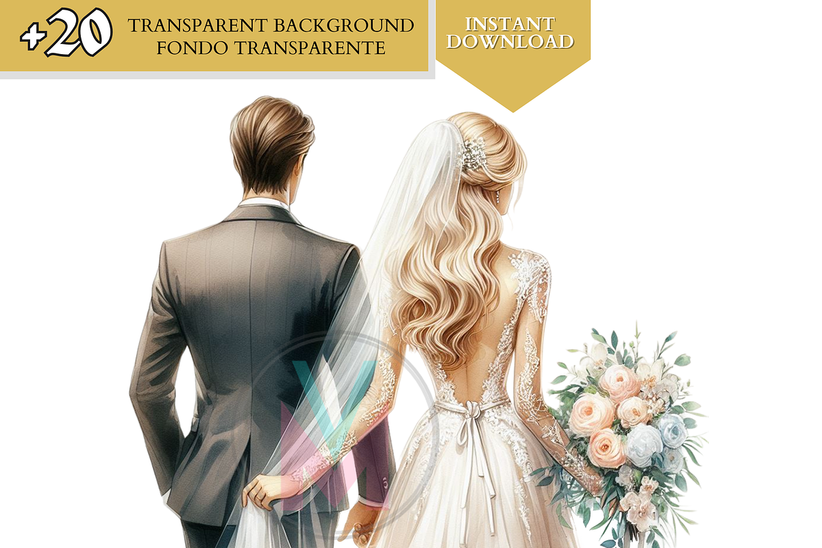 Bride and Groom Back Clipart Wedding, a Person Illustration by VM PARTYS  BY TAIRUMA (Photo 5 of 10)