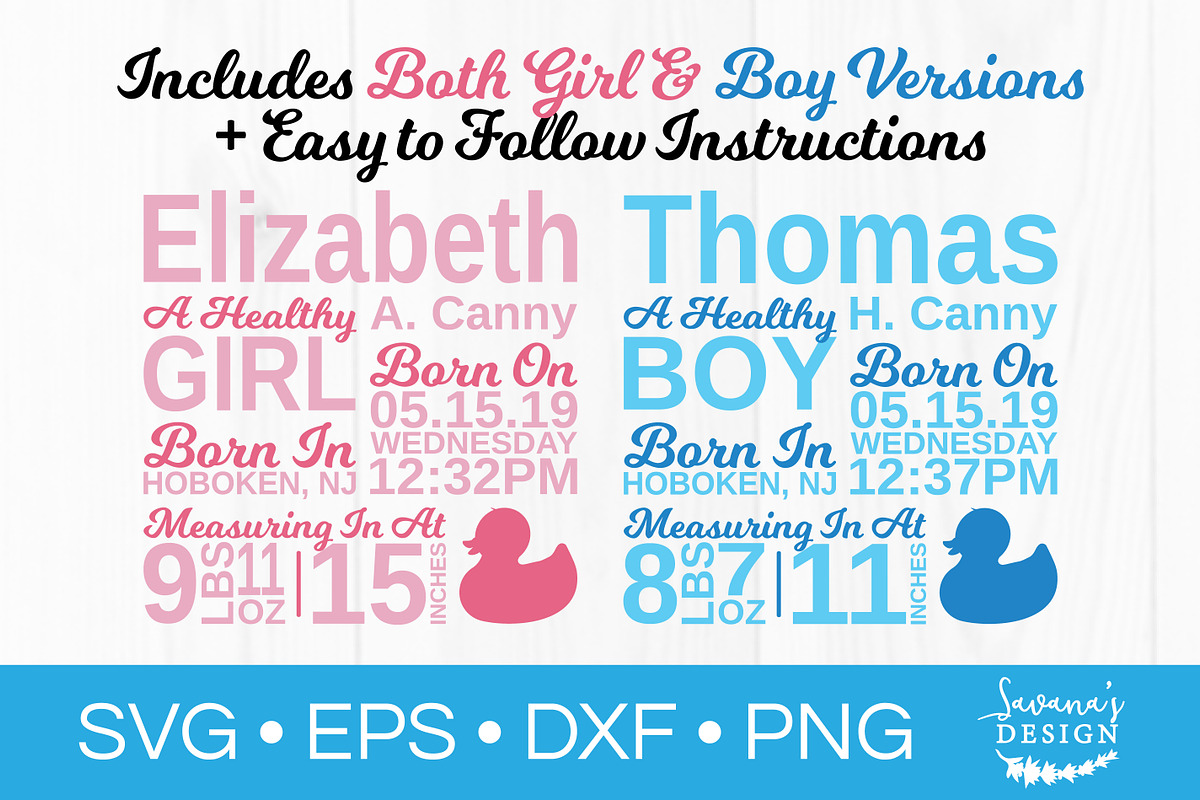 Birth Stats SVG Birth Announcement, an Illustration by SavanasDesign (Photo 1 of 4)