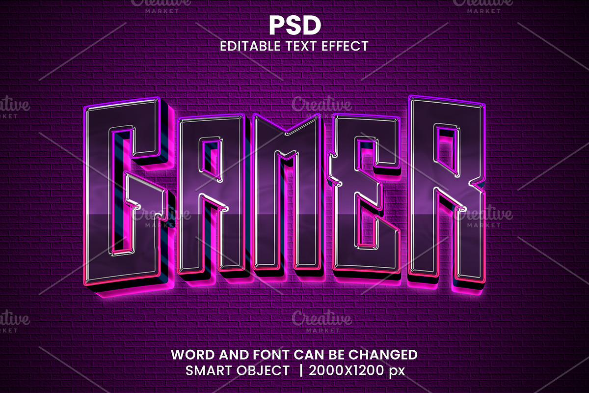 Gamer 3d Editable Psd Text Effect, a Brushes & More by bdrobin (Photo 1 of 2)