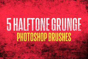 5 Halftone Grunge Brushes + Action