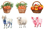 Watercolor Farm Clipart Set, an Illustration by designcity5 (Thumbnail 4 of 5)