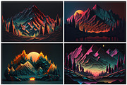 28 Neon Mountain Illustrations in 6K, a Wallpaper Graphic by HipFonts (Thumbnail 5 of 8)